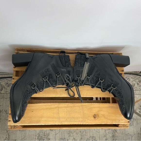 Napoleoni black leather heel lace up boots made in Italy size 41 - Picture 6 of 15